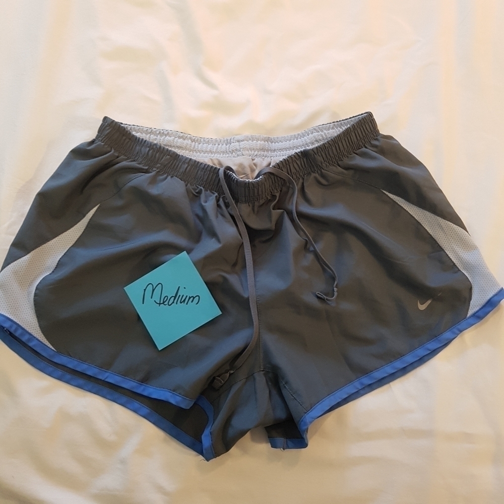 Nike women's size Medium gray & blue shorts with liners